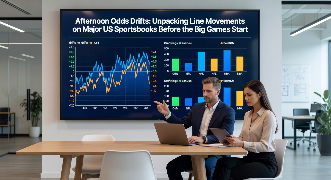 Line chart displaying afternoon odds shifts across FanDuel, DraftKings, and BetMGM for an NBA playoff game, highlighting drifts from opening to tip-off lines