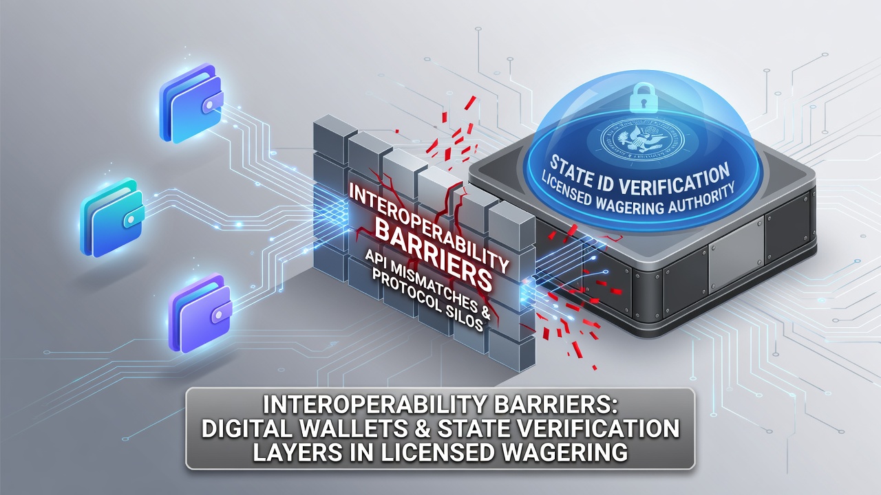 Flowchart illustrating verification steps between wallets and state systems in mobile betting