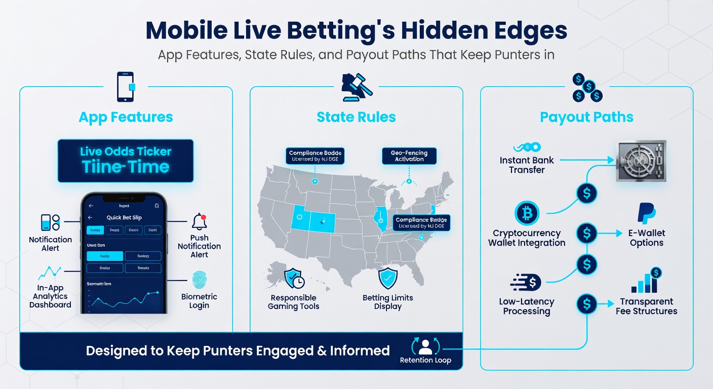 Map of U.S. states highlighting legal sports betting statuses and icons for live betting availability, with varying regulatory symbols
