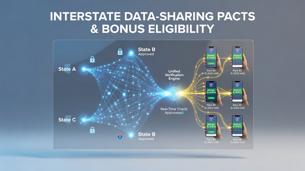 Mobile betting interface showing multi-state bonus verification process with secure data pathways